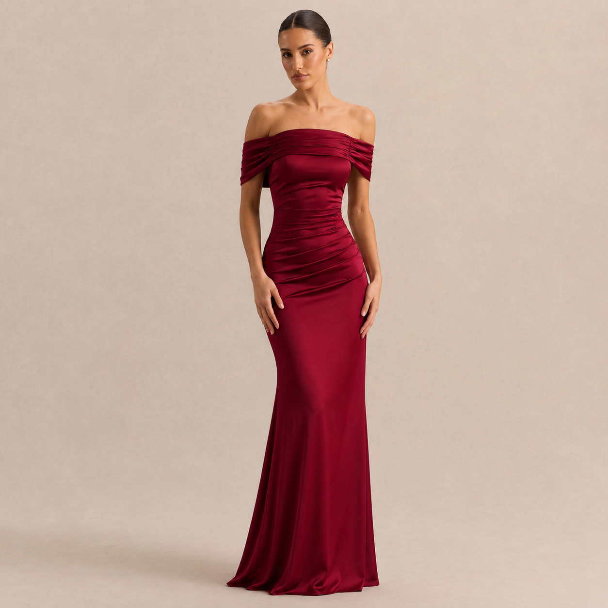red celestina draped maxi dress Off-Shoulder Satin Corset Gown - Floor-Length Fishtail Evening Dress - Wine - M - Women's 100% Polyester (Contrast) 95% Size:M (6-8 US) CollarType_Strappy 5 Pairs Women's Ladies